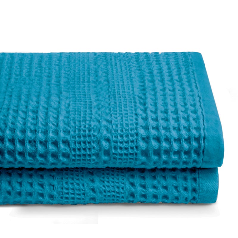 GILDEN TREE Waffle Towels for Bathroom, 100% Cotton Quick Dry Towel, Waffle Bath Towels Large, Absorbent Lightweight Travel Towel, Bath Towels Set of 2, Classic Style (Aqua) - Image 1